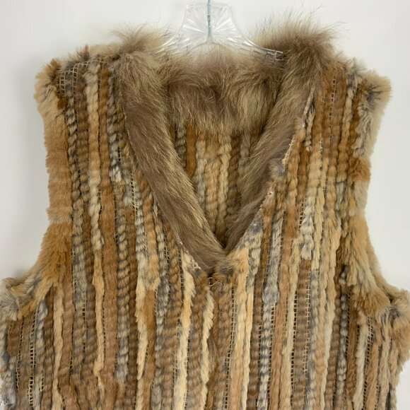 Dolce Cobo Rabbit Raccoon Fur Fringe Vest BOHO Western Mob Wife Sz 2X - Picture 10 of 16